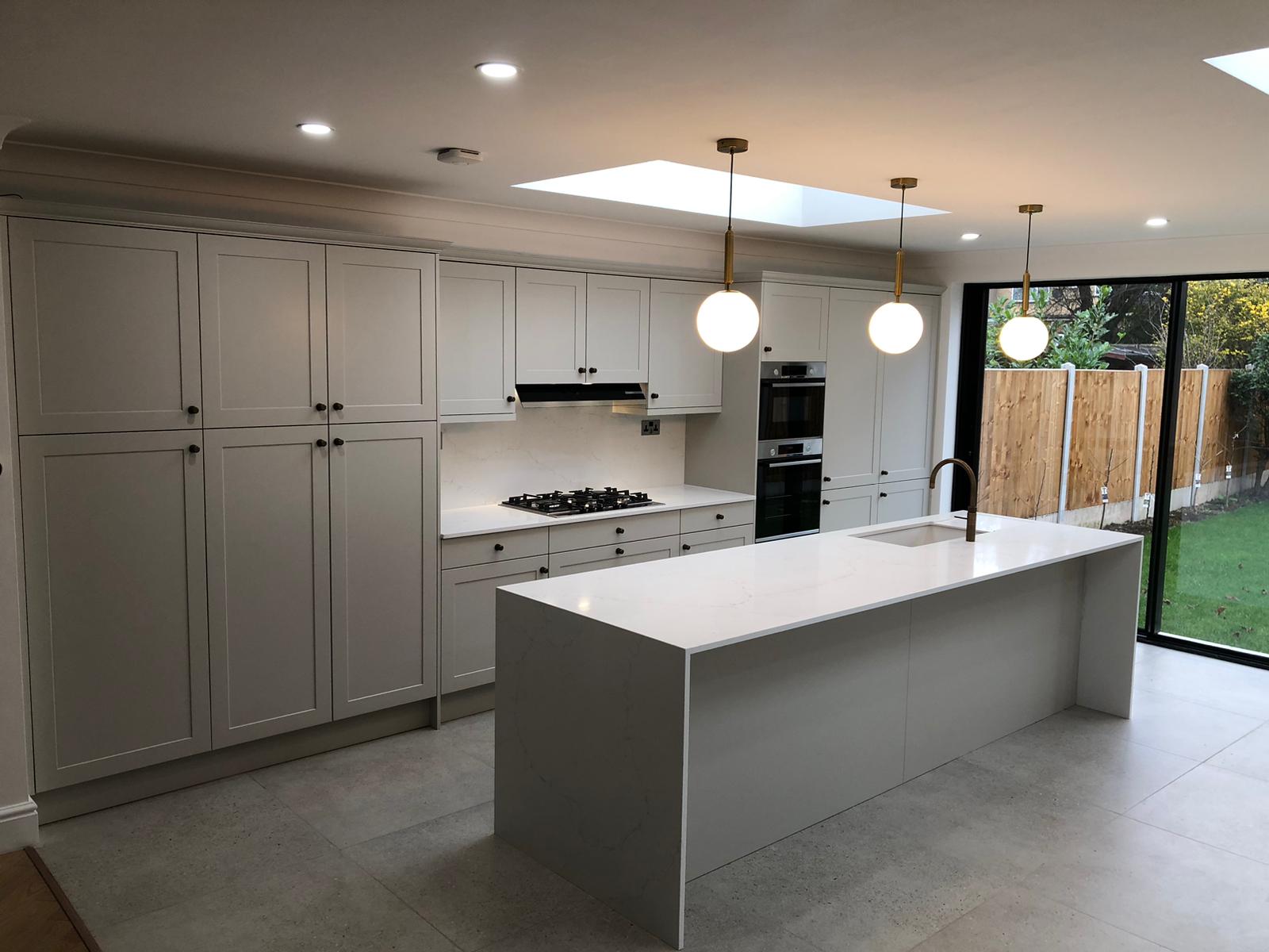 Large Kitchen Island In Limestone Net Kitchens Direct